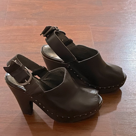 Daniblack Open Peep Toe Clog size 9.5 Brown ESPRESSO WAXY NAPPA shoe sling back - Picture 4 of 16